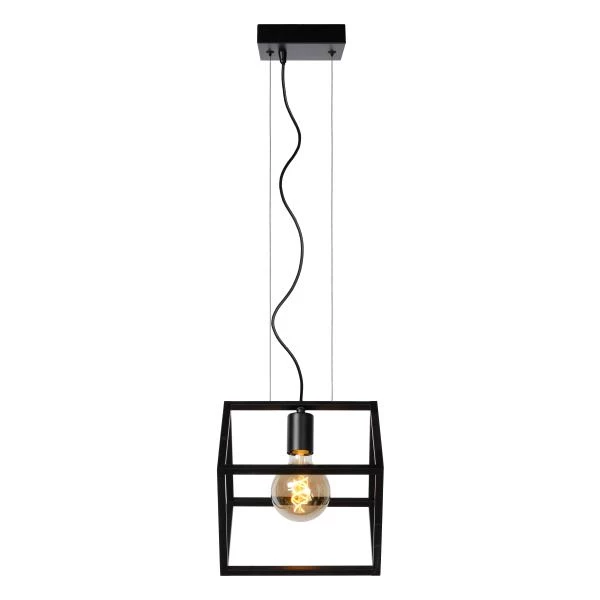 Lucide FABIAN - Lámpara colgante - 1xE27 - Negro - detalle 3